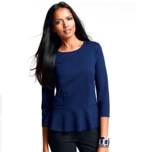 Ann Taylor Navy Peplum Top